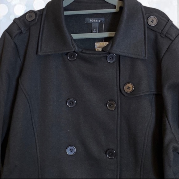 Torrid Black Fleece Peacoat Jacket Sizes: 1 1XL NEW - Picture 12 of 16